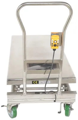 Vestil CART-1000-LD-DC-SS stainless steel scissor cart shown from an alternate angle