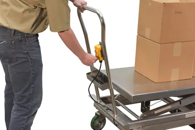 Vestil CART-1000-LD-DC-SS stainless steel scissor cart shown from an alternate angle