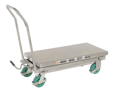 Vestil CART-1000-SS2 stainless steel scissor cart shown from an alternate angle