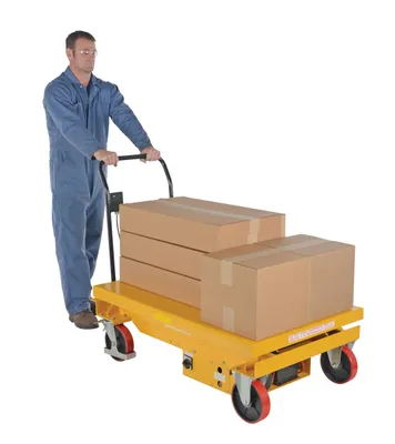 Vestil CART-1000-WD-DC dc powered hydraulic elevating cart shown from an alternate angle