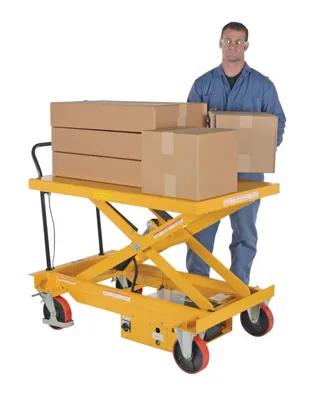 Vestil CART-1000-WD-DC dc powered hydraulic elevating cart shown from an alternate angle