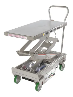 Vestil CART-1000D-DC-SS stainless steel scissor cart shown from an alternate angle