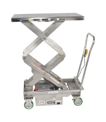 Vestil CART-1000D-DC-SS stainless steel scissor cart shown from an alternate angle
