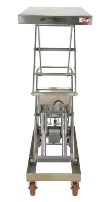 Vestil CART-1500-D-TS-PSS partially stainless steel hydraulic elevating cart shown from an alternate angle