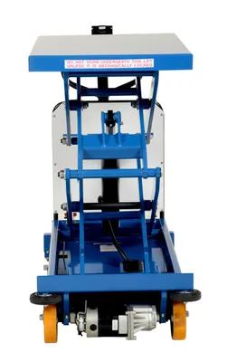 Vestil CART-1500D-DC-CTD powered drive and powered lift hydraulic scissor cart shown from an alternate angle