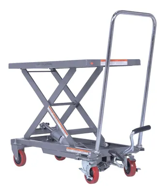Vestil CART-200-ALUM hydraulic elevating cart shown from an alternate angle