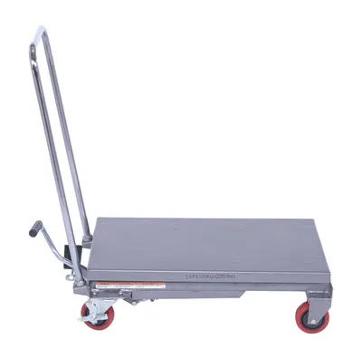Vestil CART-200-ALUM hydraulic elevating cart shown from an alternate angle
