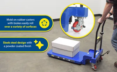 Vestil CART-200-LP-AS low profile scissor cart w auto-shift feature highlights