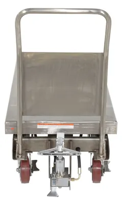 Vestil CART-2000-PSS partially stainless steel hydraulic elevating cart shown from an alternate angle