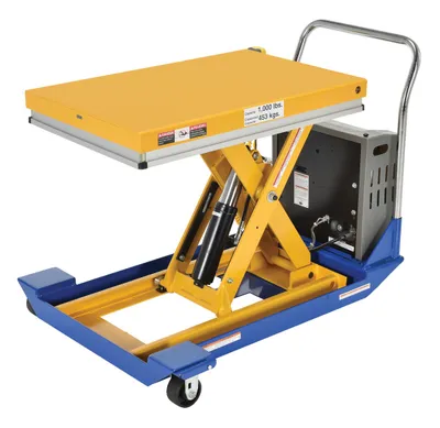 Vestil CART-23-10-DC dc powered and manual scissor cart shown from an alternate angle