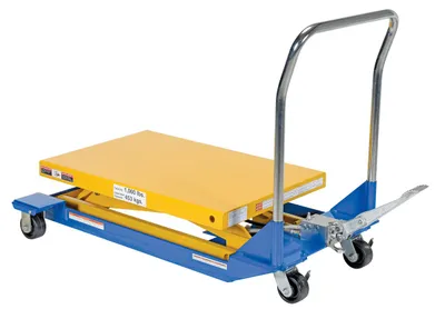 Vestil CART-23-10-M dc powered and manual scissor cart shown from an alternate angle