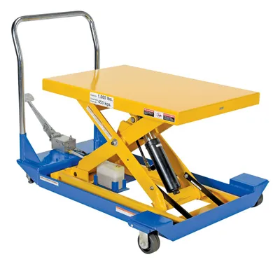 Vestil CART-23-10-M dc powered and manual scissor cart shown from an alternate angle