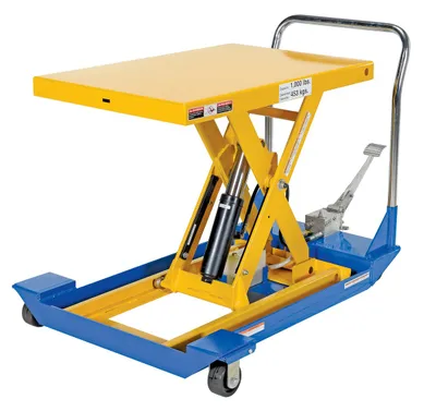 Vestil CART-23-10-M dc powered and manual scissor cart shown from an alternate angle