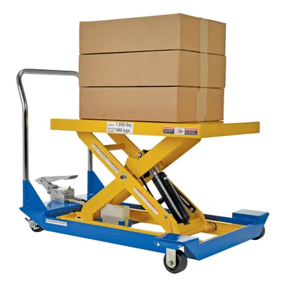 Vestil CART-23-10-M dc powered and manual scissor cart shown from an alternate angle