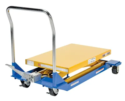 Vestil CART-23-15-M dc powered and manual scissor cart shown from an alternate angle