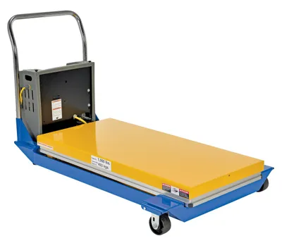 Vestil CART-24-10-DC dc powered and manual scissor cart shown from an alternate angle