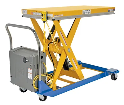 Vestil CART-24-10-DC dc powered and manual scissor cart shown from an alternate angle