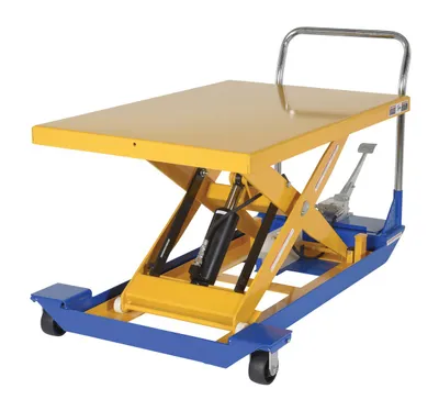 Vestil CART-32-10-M dc powered and manual scissor cart shown from an alternate angle