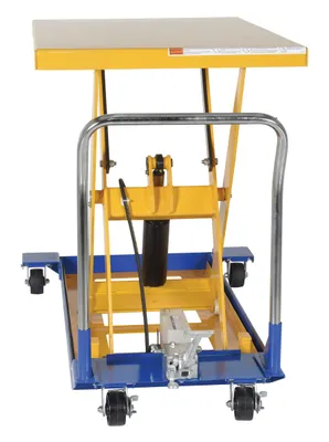 Vestil CART-32-10-M dc powered and manual scissor cart shown from an alternate angle