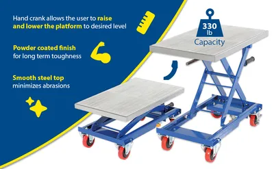Vestil CART-330-M mechanical scissor cart feature highlights