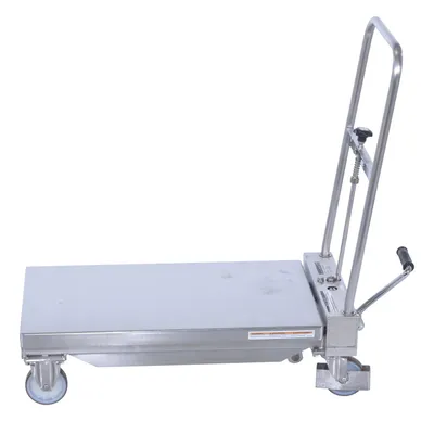 Vestil CART-330-SS stainless steel scissor cart shown from an alternate angle
