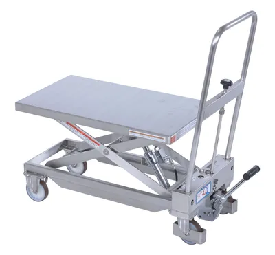 Vestil CART-330-SS stainless steel scissor cart shown from an alternate angle