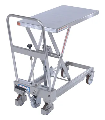 Vestil CART-330-SS stainless steel scissor cart shown from an alternate angle