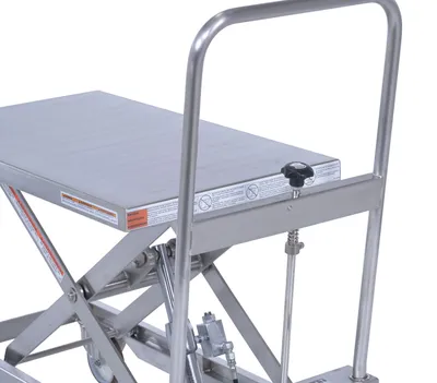Vestil CART-330-SS stainless steel scissor cart shown from an alternate angle