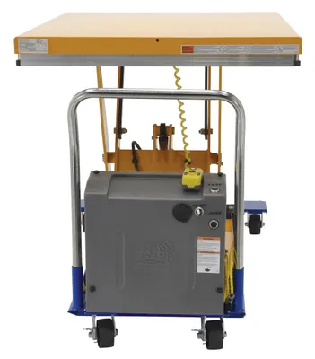 Vestil CART-40-15-DC dc powered and manual scissor cart shown from an alternate angle
