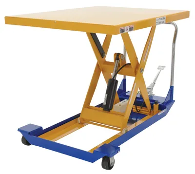 Vestil CART-40-15-M dc powered and manual scissor cart shown from an alternate angle