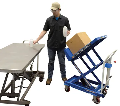 Vestil CART-400-LT lift & tilt carts with sequence select shown from an alternate angle
