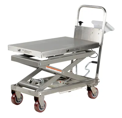 Vestil CART-500-SCL-PSS scissor carts with built-in scale shown from an alternate angle