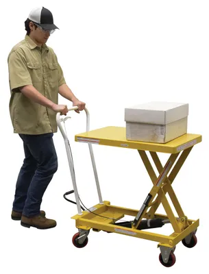 Vestil CART-550-AS auto-shift hydraulic elevating cart shown from an alternate angle