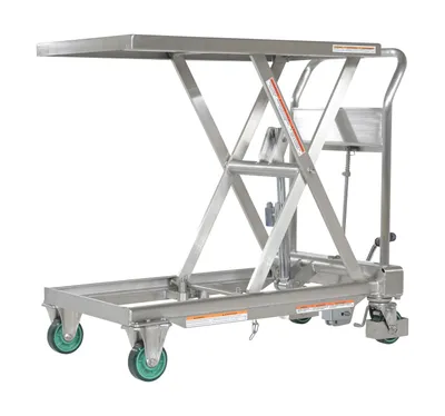 Vestil CART-550-SS stainless steel scissor cart shown from an alternate angle