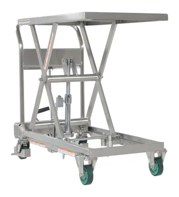Vestil CART-550-SS stainless steel scissor cart shown from an alternate angle