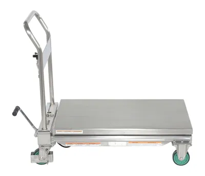 Vestil CART-550-SS stainless steel scissor cart shown from an alternate angle