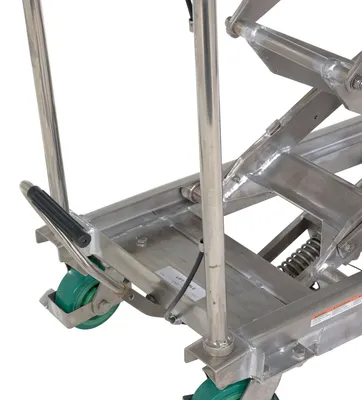 Vestil CART-600-D-SS2 stainless steel scissor cart shown from an alternate angle