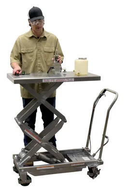 Vestil CART-600-D-SS2 stainless steel scissor cart shown from an alternate angle
