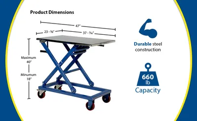 Vestil CART-660-M mechanical scissor cart feature highlights