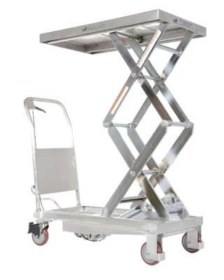 Vestil CART-800-D-PSS partially stainless steel hydraulic elevating cart shown from an alternate angle