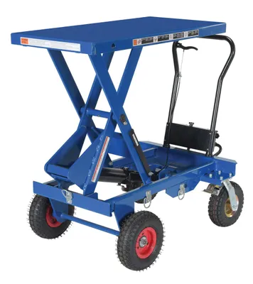 Vestil CART-PN-1500 pneumatic tire elevating cart shown from an alternate angle