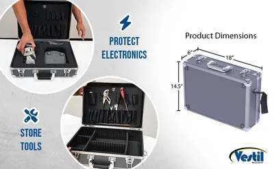 Vestil CASE-1813 aluminum carrying case feature highlights