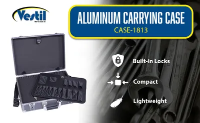 Vestil CASE-1813 aluminum carrying case feature highlights