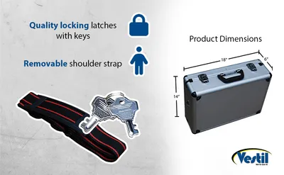 Vestil CASE-1814 aluminum tool case feature highlights