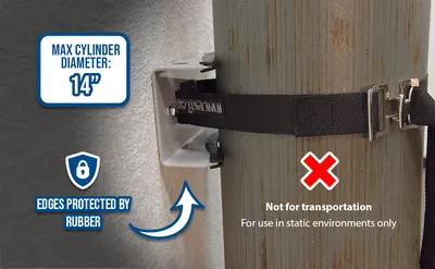Vestil CB-W-S wall mounted cylinder bracket feature highlights