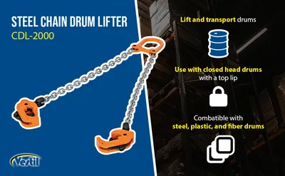Vestil CDL-2000 chain drum lifter feature highlights