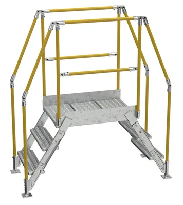 Vestil Galvanized Steel Crossover Ladder 3 Step 23-1/2 In. x 36 In. 500 Lb. Capacity Silver