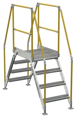 Vestil Galvanized Steel Crossover Ladder 4 Step 23-1/2 In. x 36 In. 500 Lb. Capacity Silver