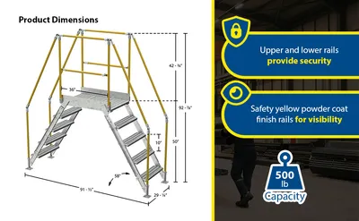 Vestil COL-5-46-23-HDG galvanized cross-over ladder feature highlights