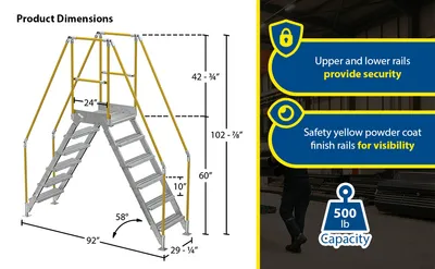 Vestil COL-6-56-14-HDG galvanized cross-over ladder feature highlights